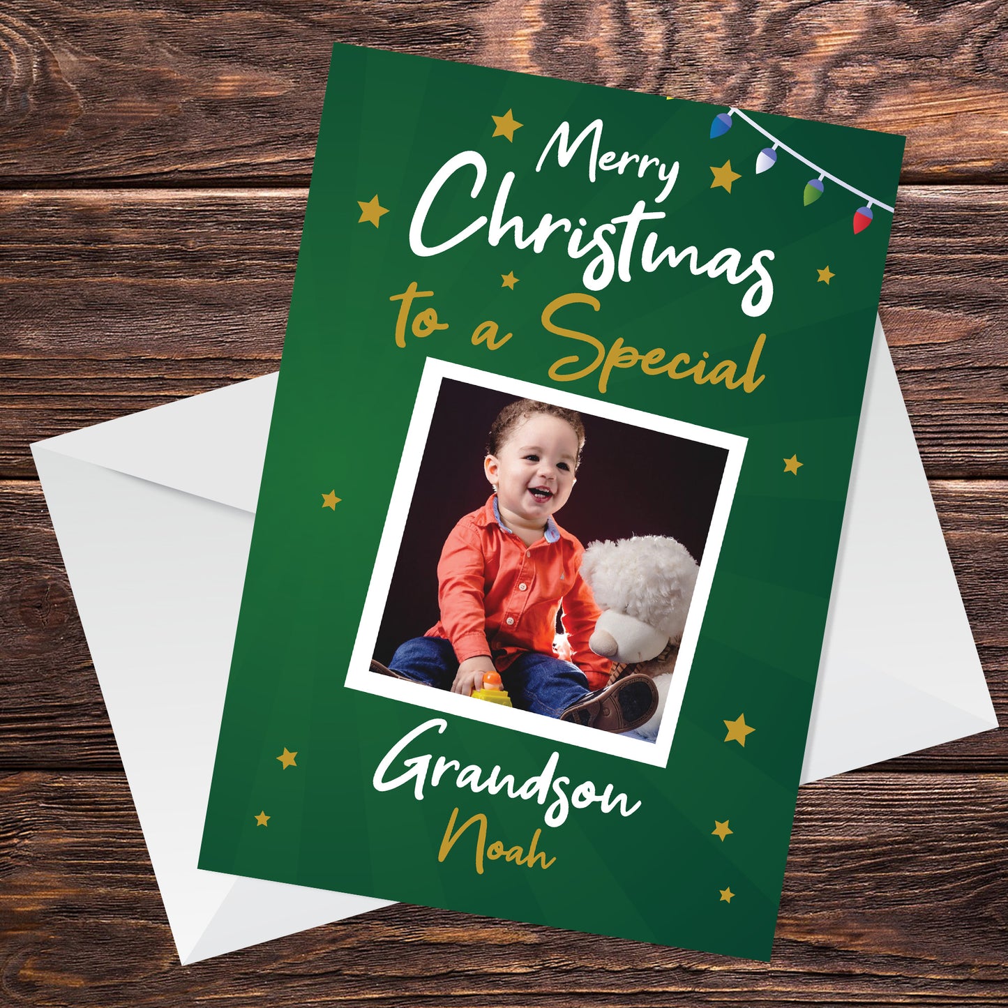 Christmas Card For Grandson Personalised Photo Card