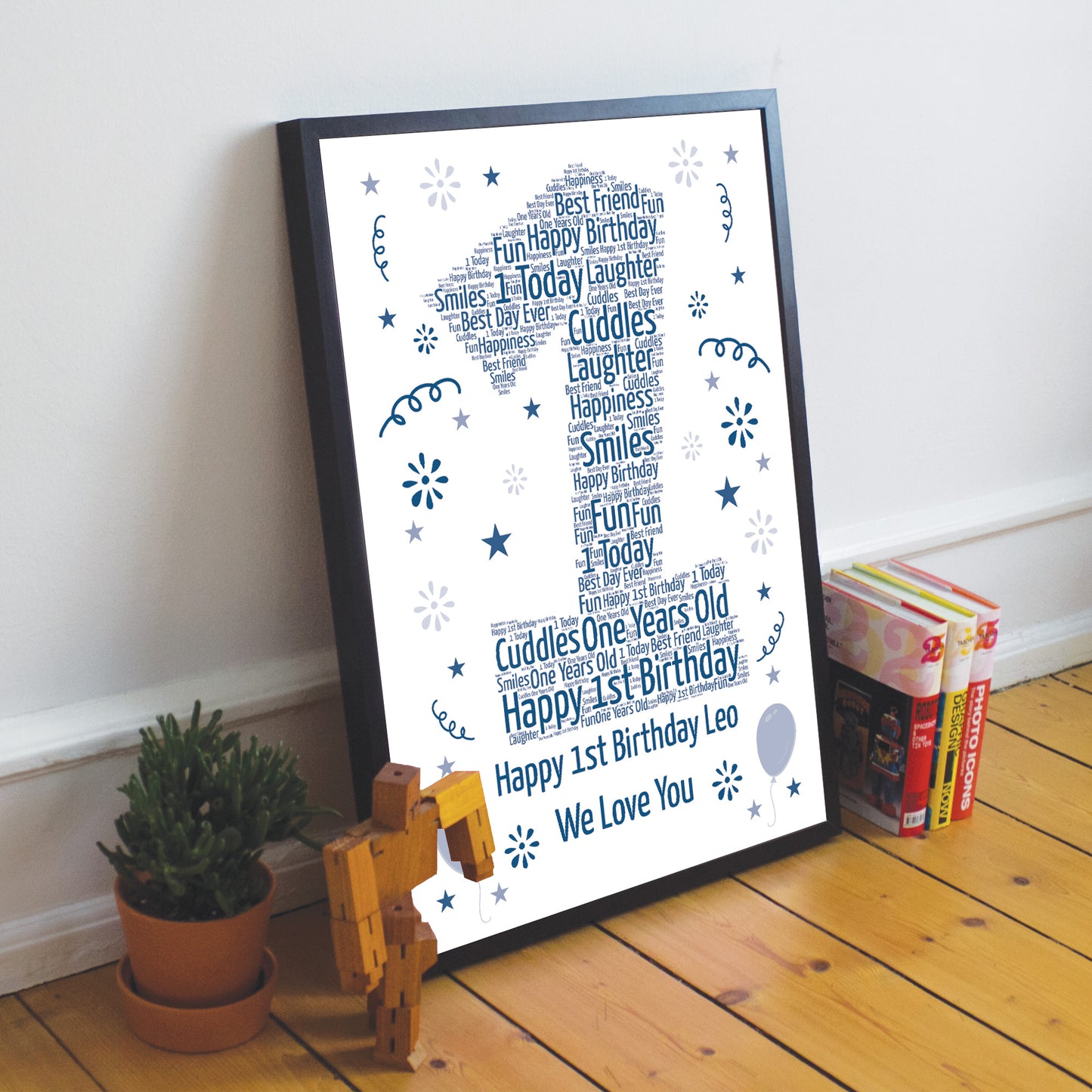 Personalised 1st Birthday Gift Framed Word Art Print Keepsake