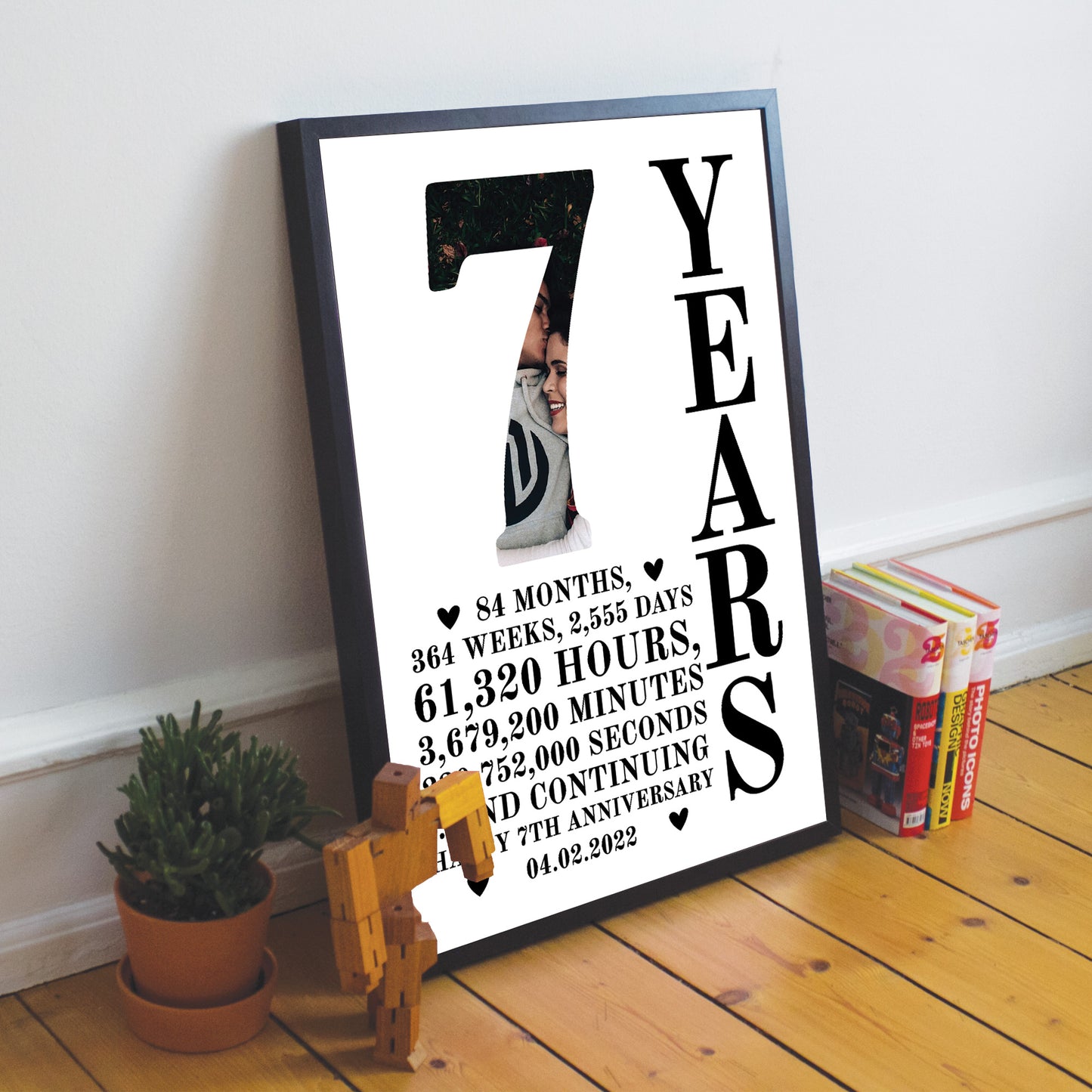 7th Anniversary Gift Framed Print Personalised Husband Wife