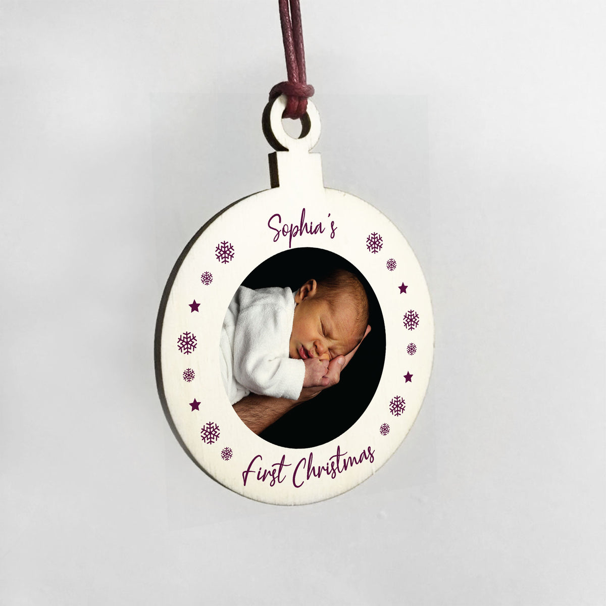 First Christmas Bauble Tree Decoration PERSONALISED Photo Baby