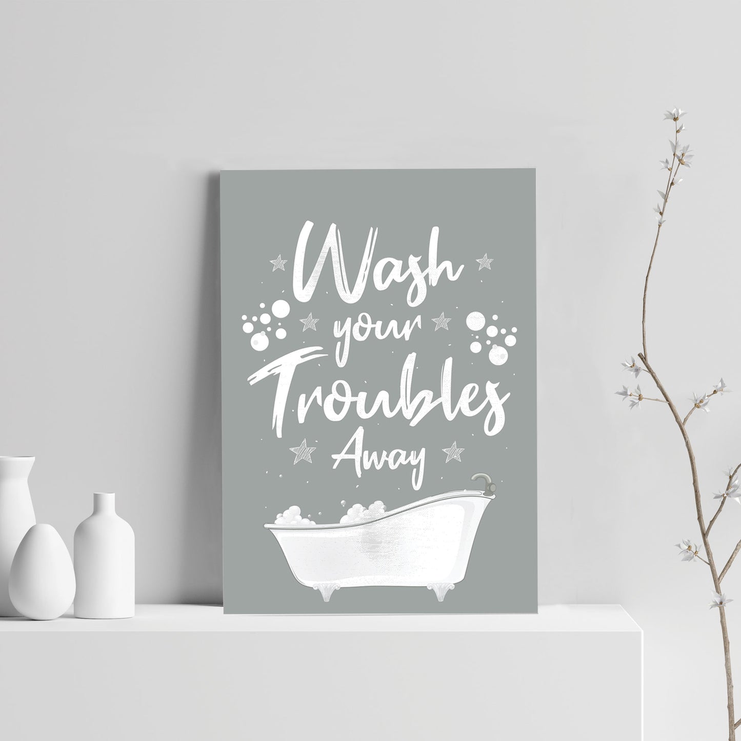 Bathroom Print Funny Grey And White Theme Bathroom Wall Art