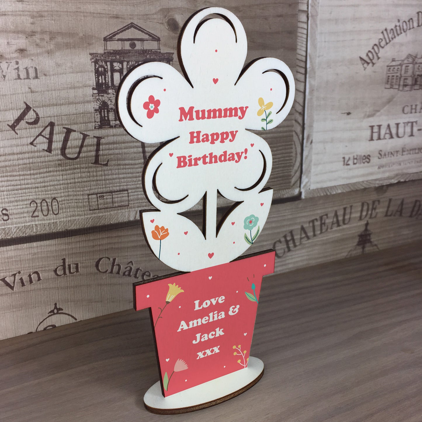 Gift For Mummy Birthday Personalised Wooden Flower Mummy Gift
