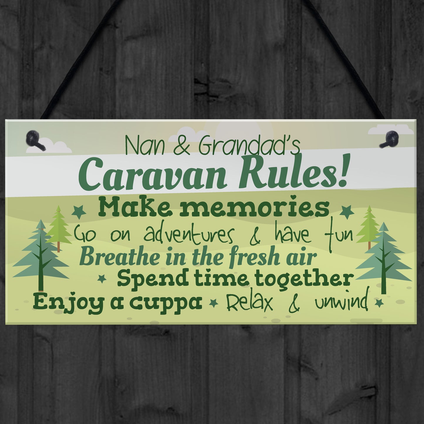 Caravan Plaque Novelty Chic Camping Holiday Sign Nan Grandad