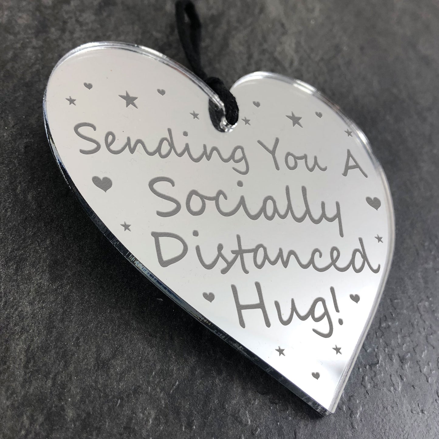 Socially Distanced Hug Gift Engraved Heart Special Gift