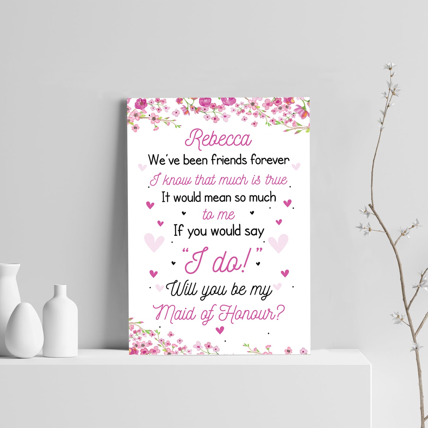 Personalised Will You Be My Maid of Honour Request Card Wedding