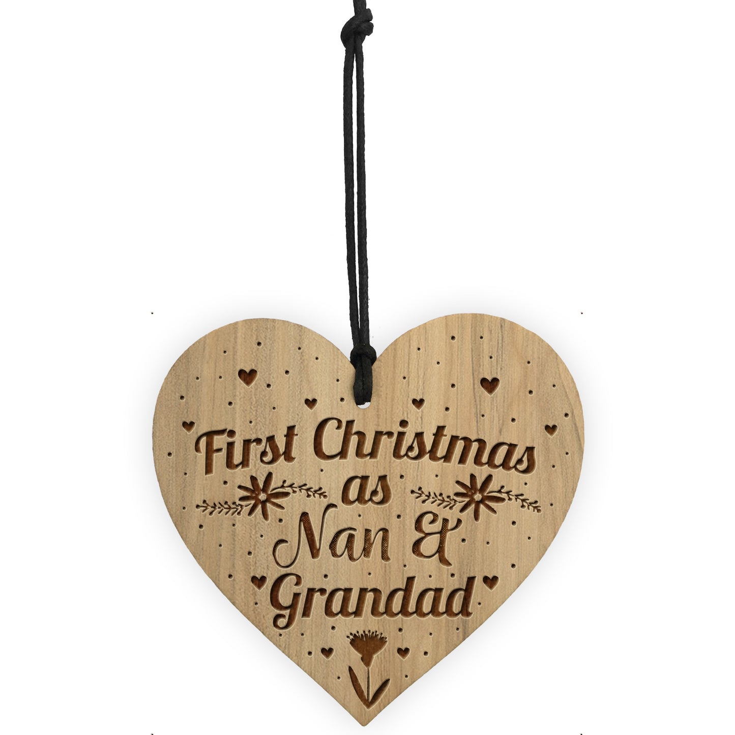 First Christmas Nan And Grandad Engraved Wood Bauble Gift