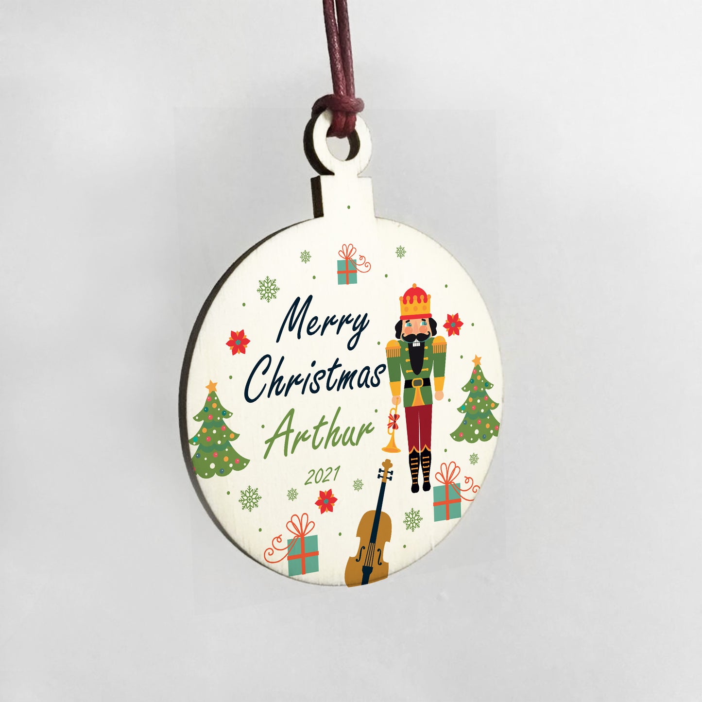 New Baby Gift Wooden Bauble Hanging Tree Decoration Son Gift