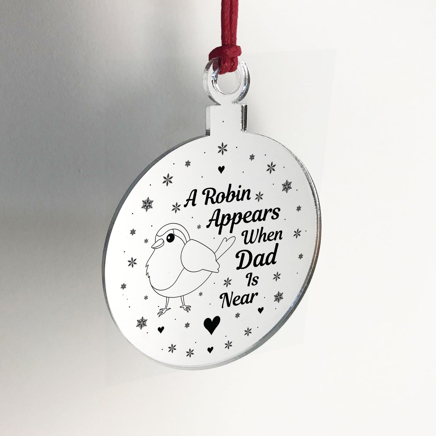 Robin Red Breast Memorial Acrylic Tree Decoration Dad Memorial