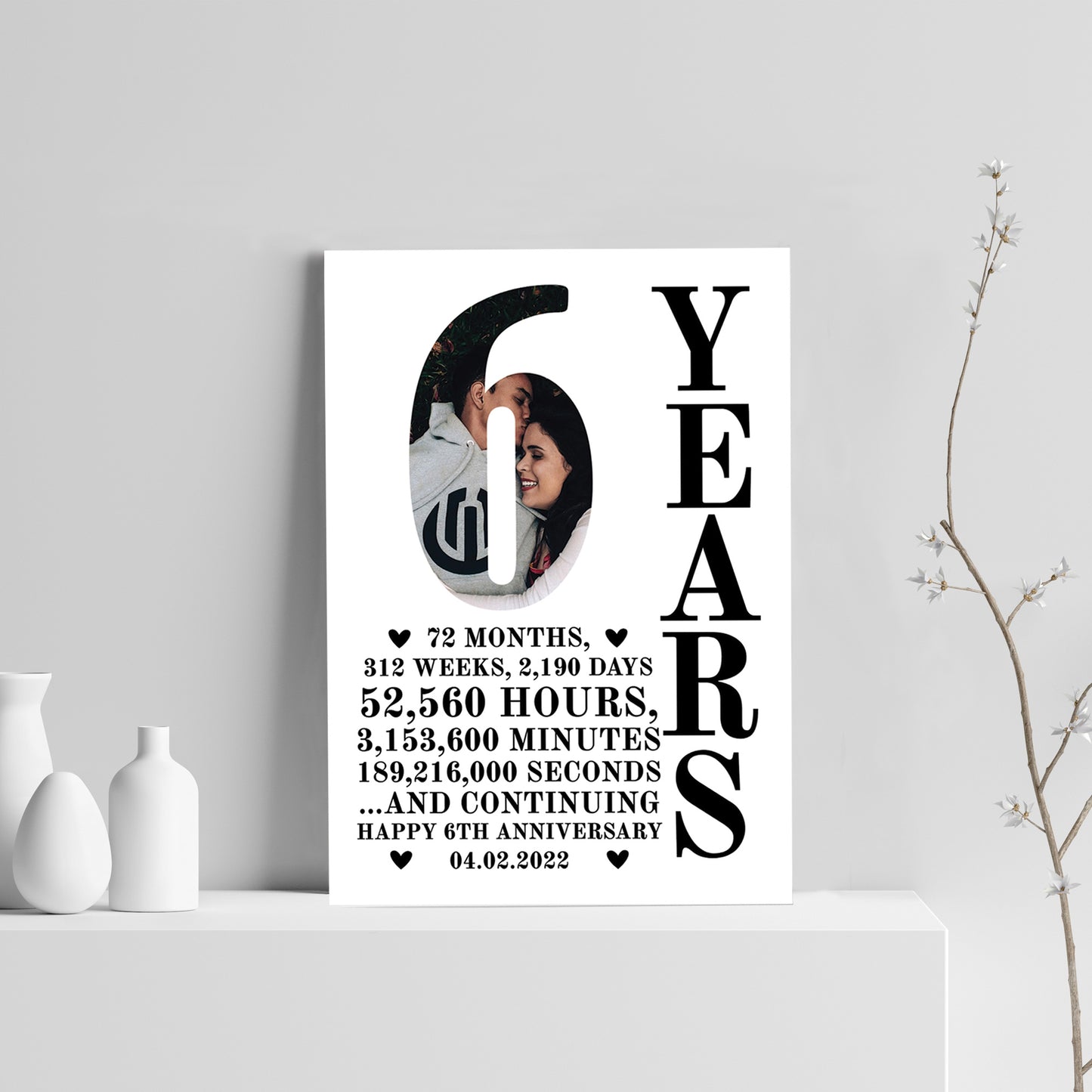 6th Anniversary Gift Print Personalised Photo Husband Wife