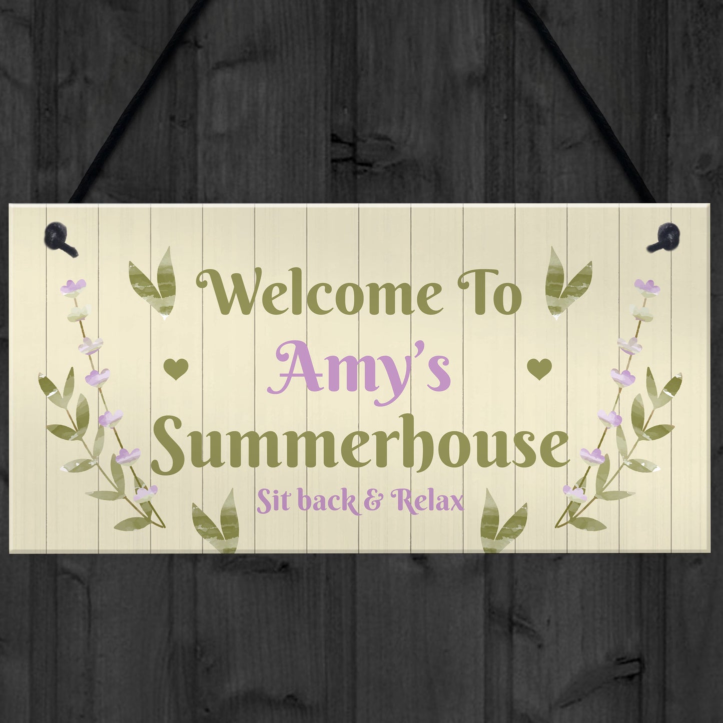 Summerhouse Decor Sign Personalised Hanging Wall Sign For Garden