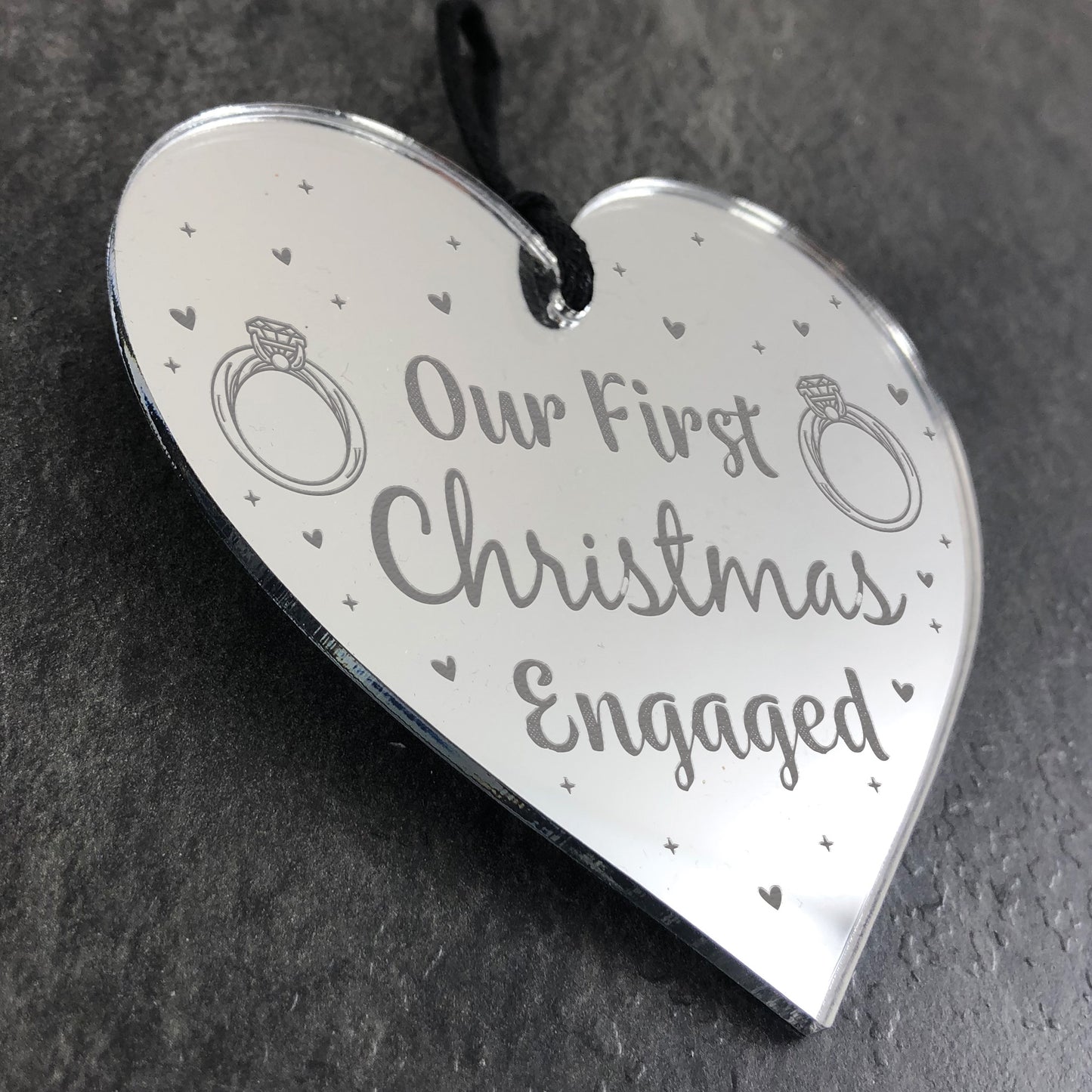 First Christmas Engaged Mirror Acrylic Heart Engagement Gifts