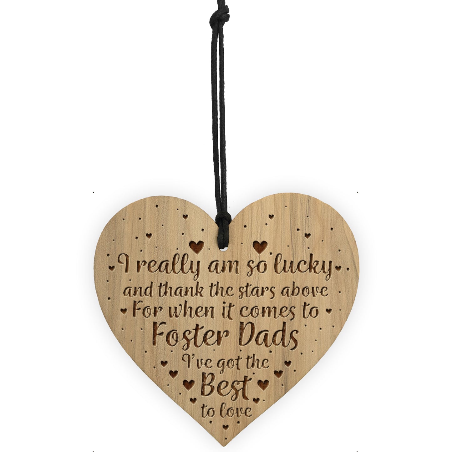 Wood Engraved Heart Dad Birthday Christmas Gift Foster Dad