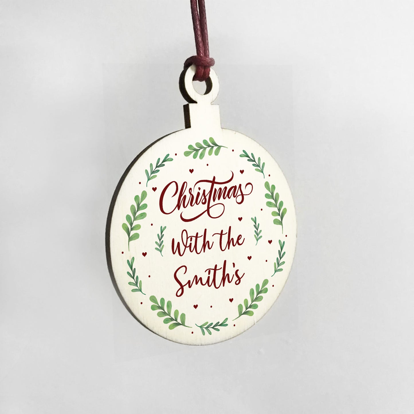 Personalised Wooden Christmas Tree Decoration Family Bauble