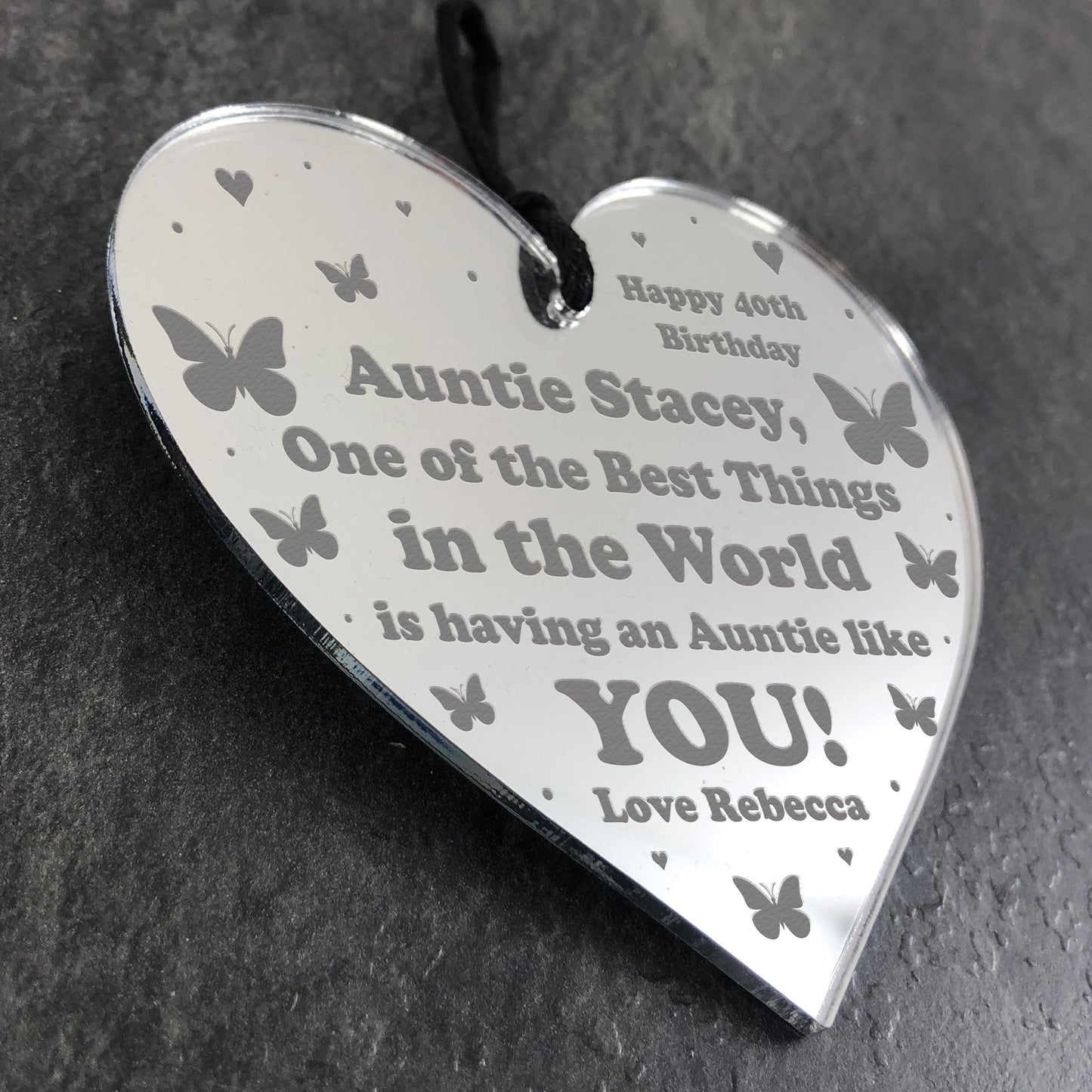Auntie Gift For Birthday Personalised Engraved Heart Thank You