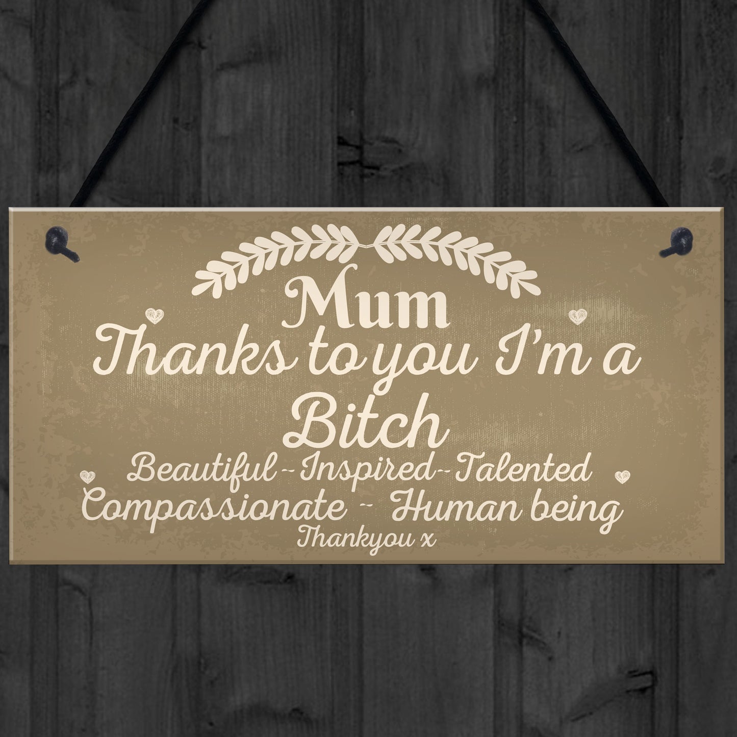 Mum Thanks To You I'm A Bitch Hanging Signs Mothers Day Plaques