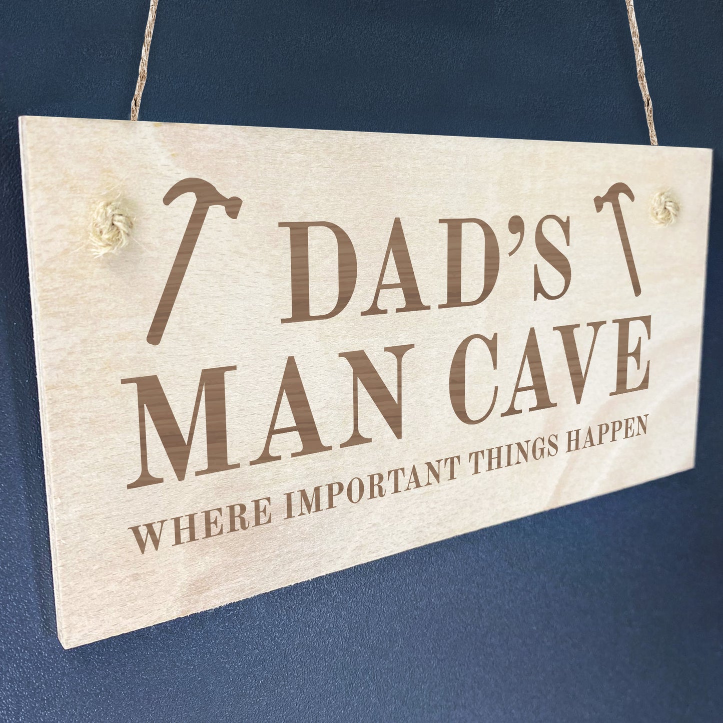 Dads Man Cave Sign Hanging Wood Plaque Gift For Dad Birthday