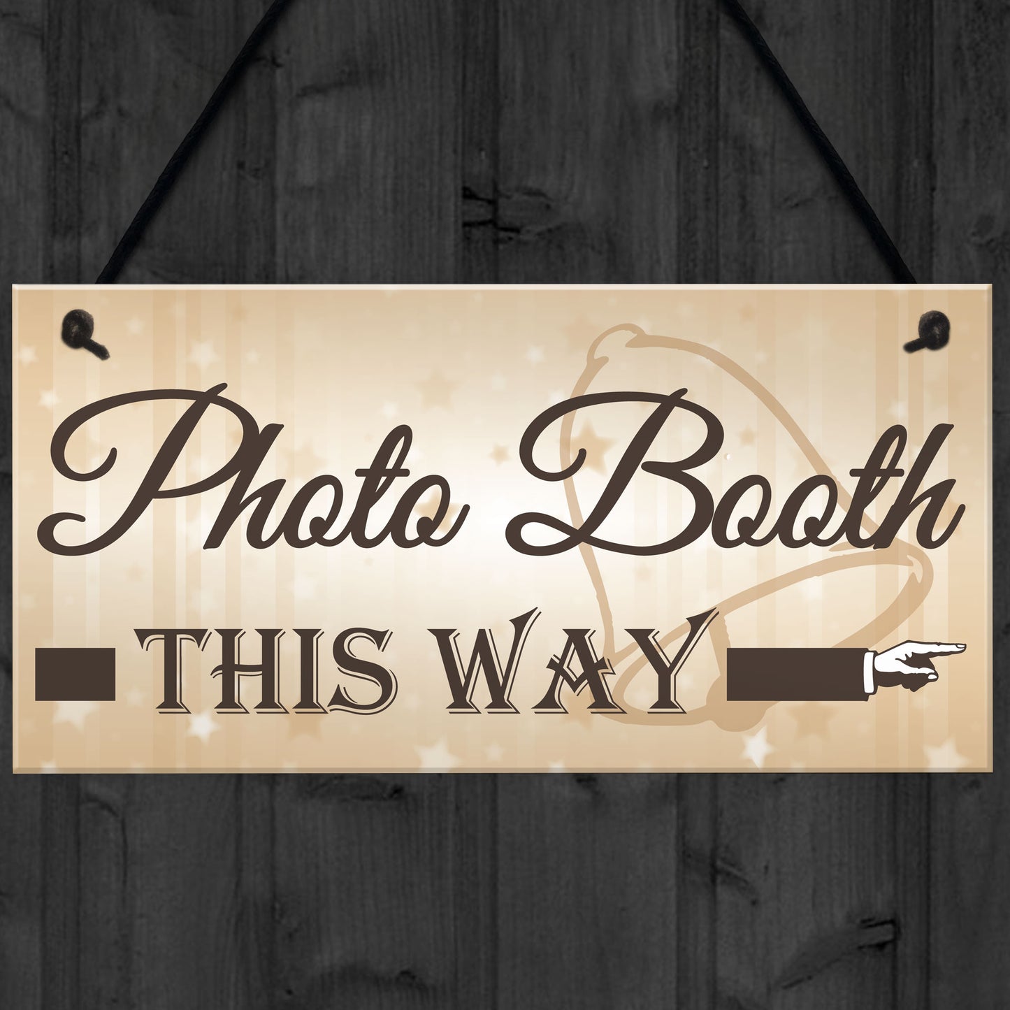 Photo Booth This Way Hanging Wedding Direction Decor Plaque