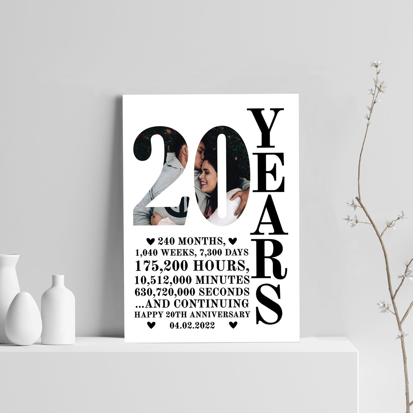 20th Anniversary Gift Print Personalised Photo Husband Wife