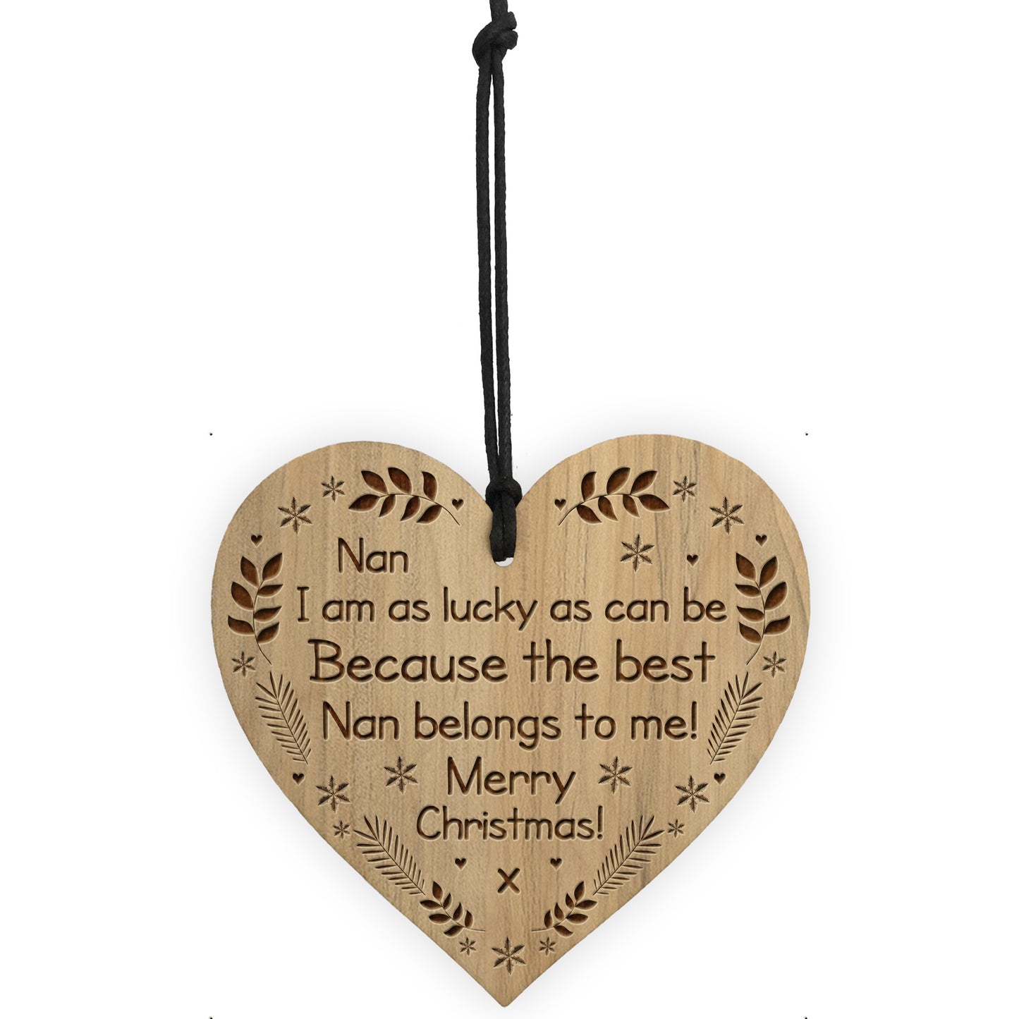 Christmas Gift For Nan Engraved Wood Hanging Heart Thank You