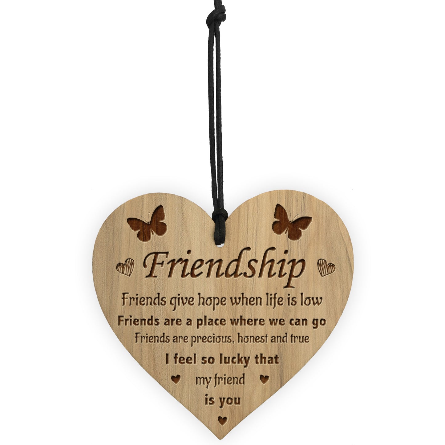 FRIENDSHIP GIFT Wood Engraved Heart Best Friend Birthday Xmas
