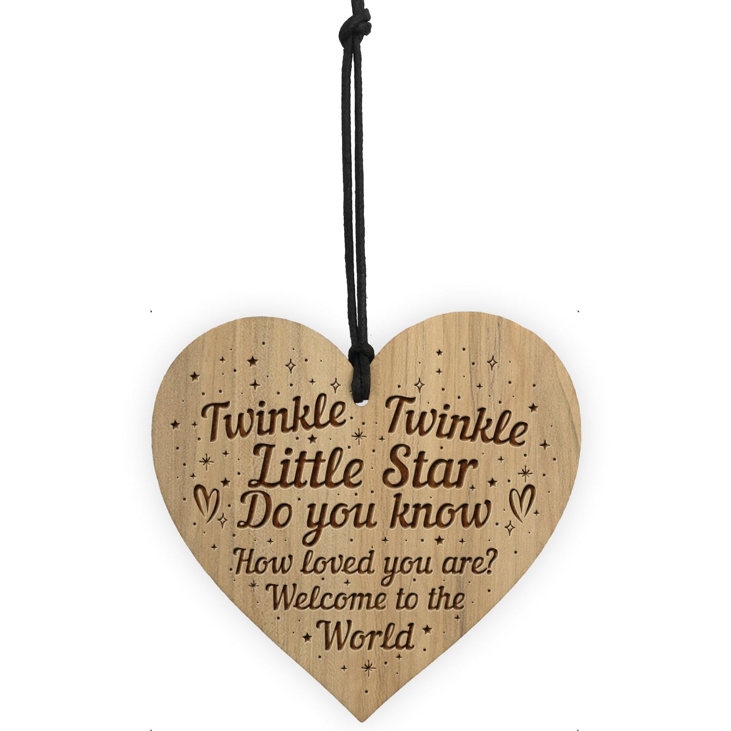New Baby Gift Daughter Son Gift Wood Engraved Heart Nursery