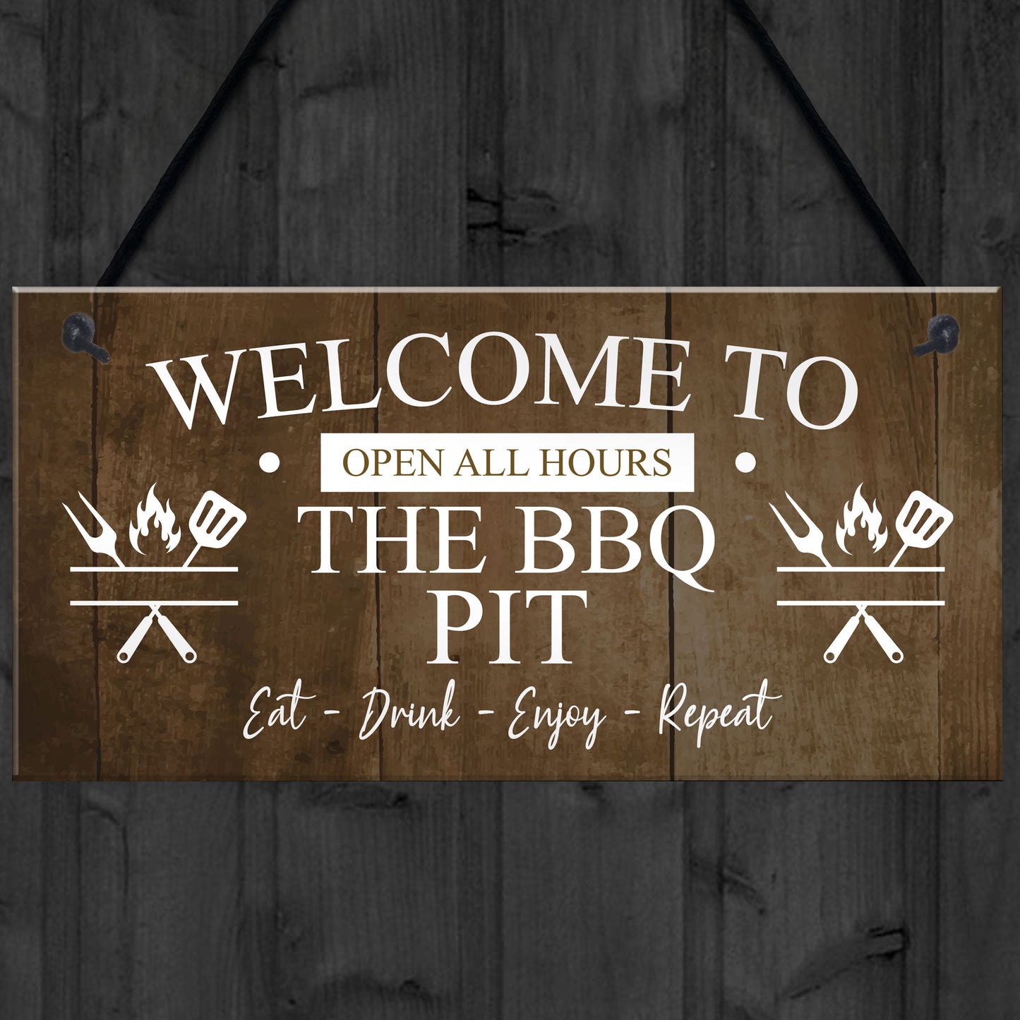 The BBQ Pit Hanging Outdoor Garden Barbecue Gift Sign