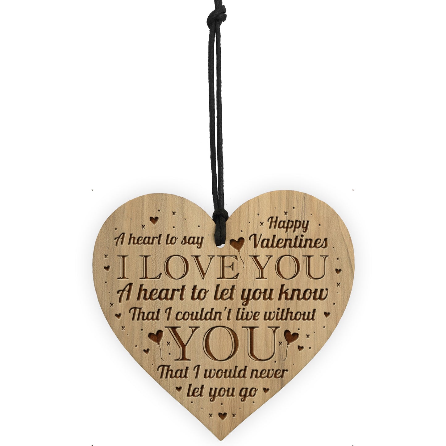 Valentines Gift For Him Her I LOVE YOU Engraved Heart Husband