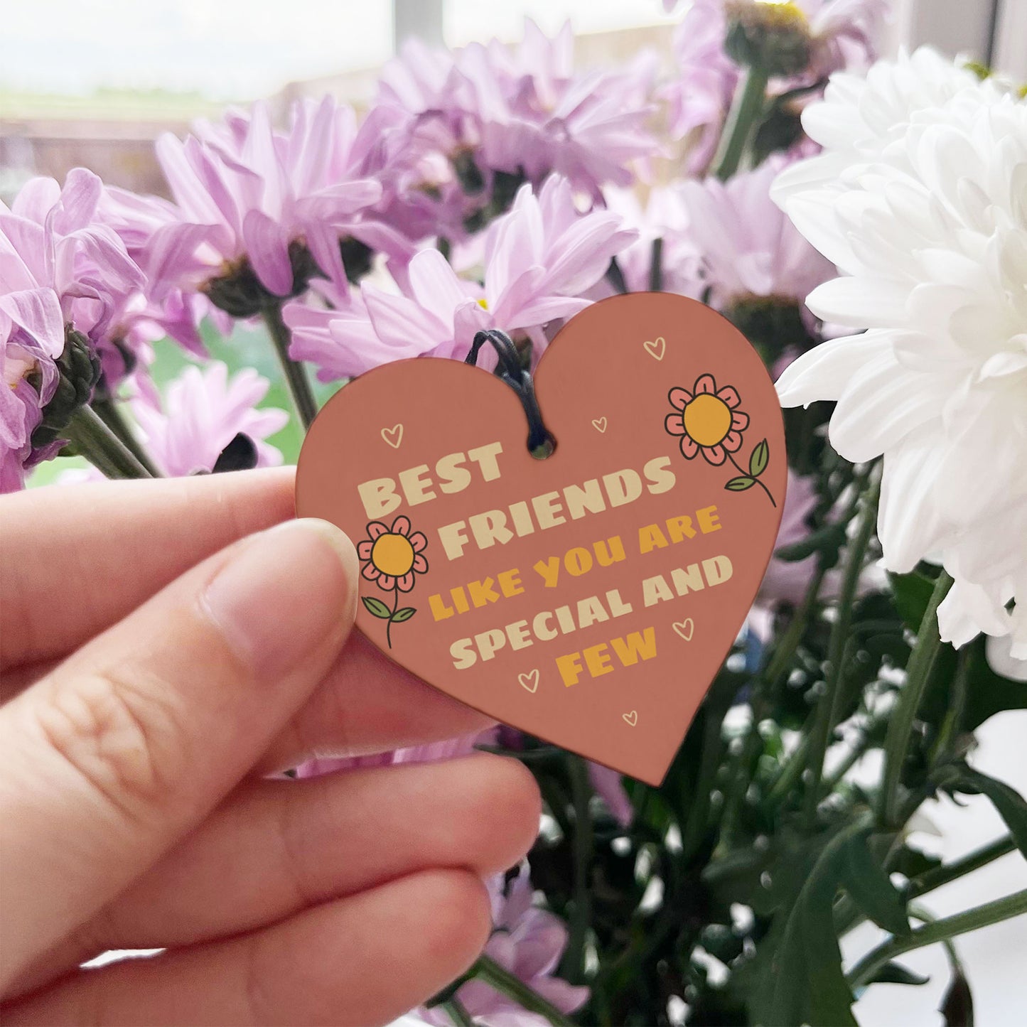 Novelty Best Friend Wood Heart Keyring Friendship Gifts