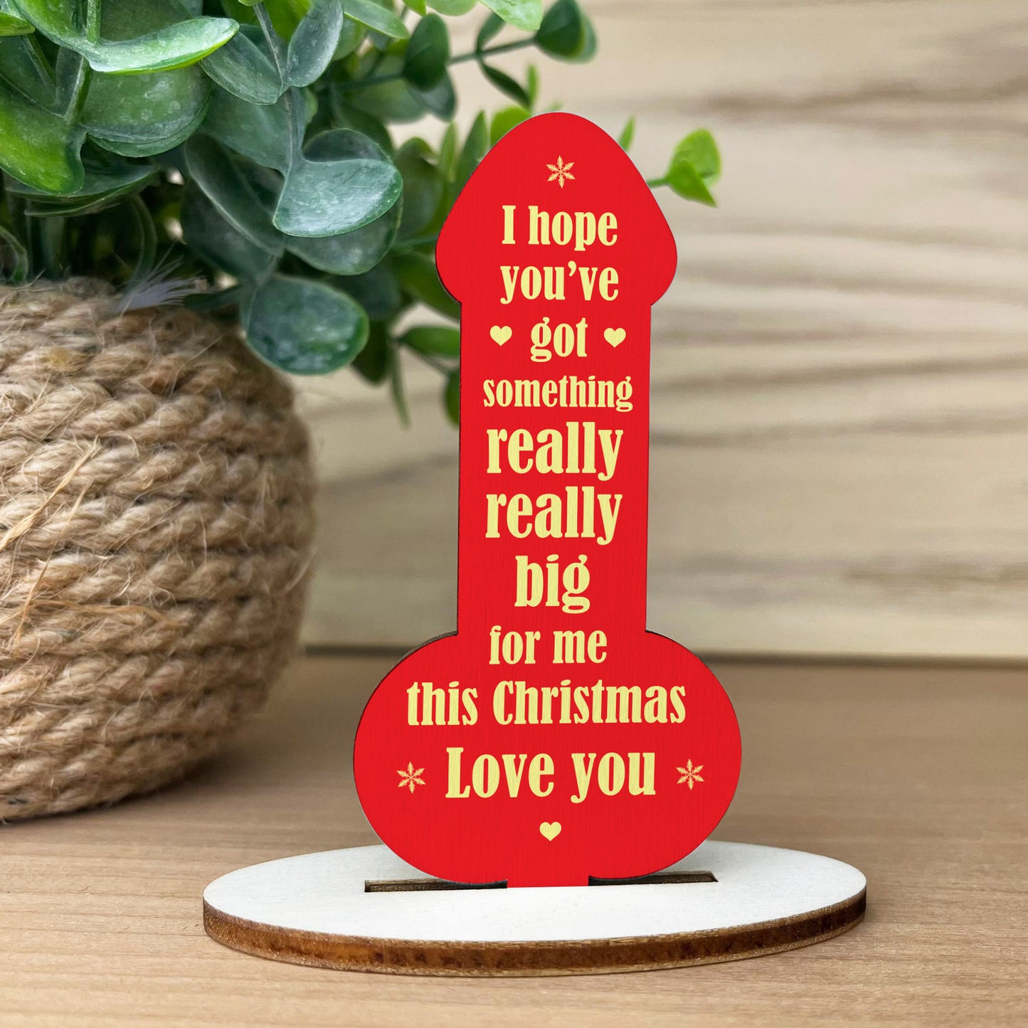 Funny RUDE Boyfriend Husband Gift For Christmas Wooden Plaque