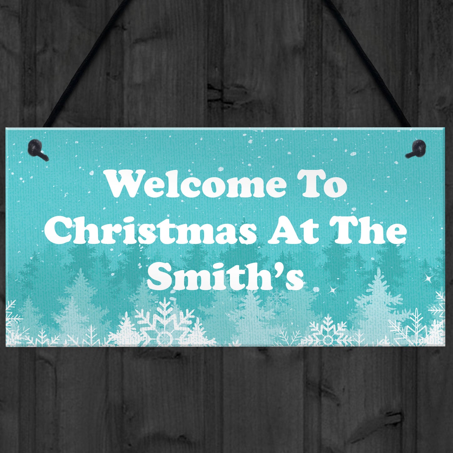 Personalised Hanging Christmas Decoration Welcome 'Surname' Sign