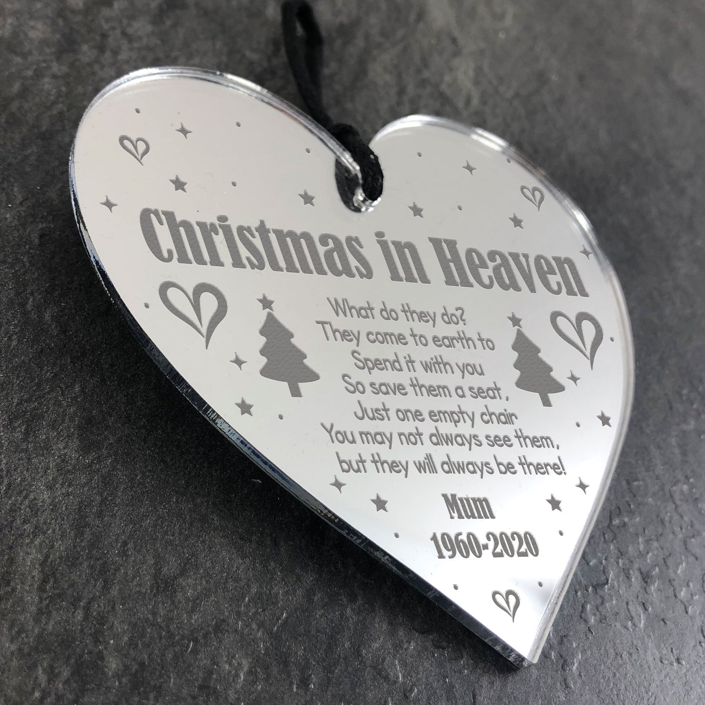 Christmas In Heaven Poem PERSONALISED Memorial Gift Engraved