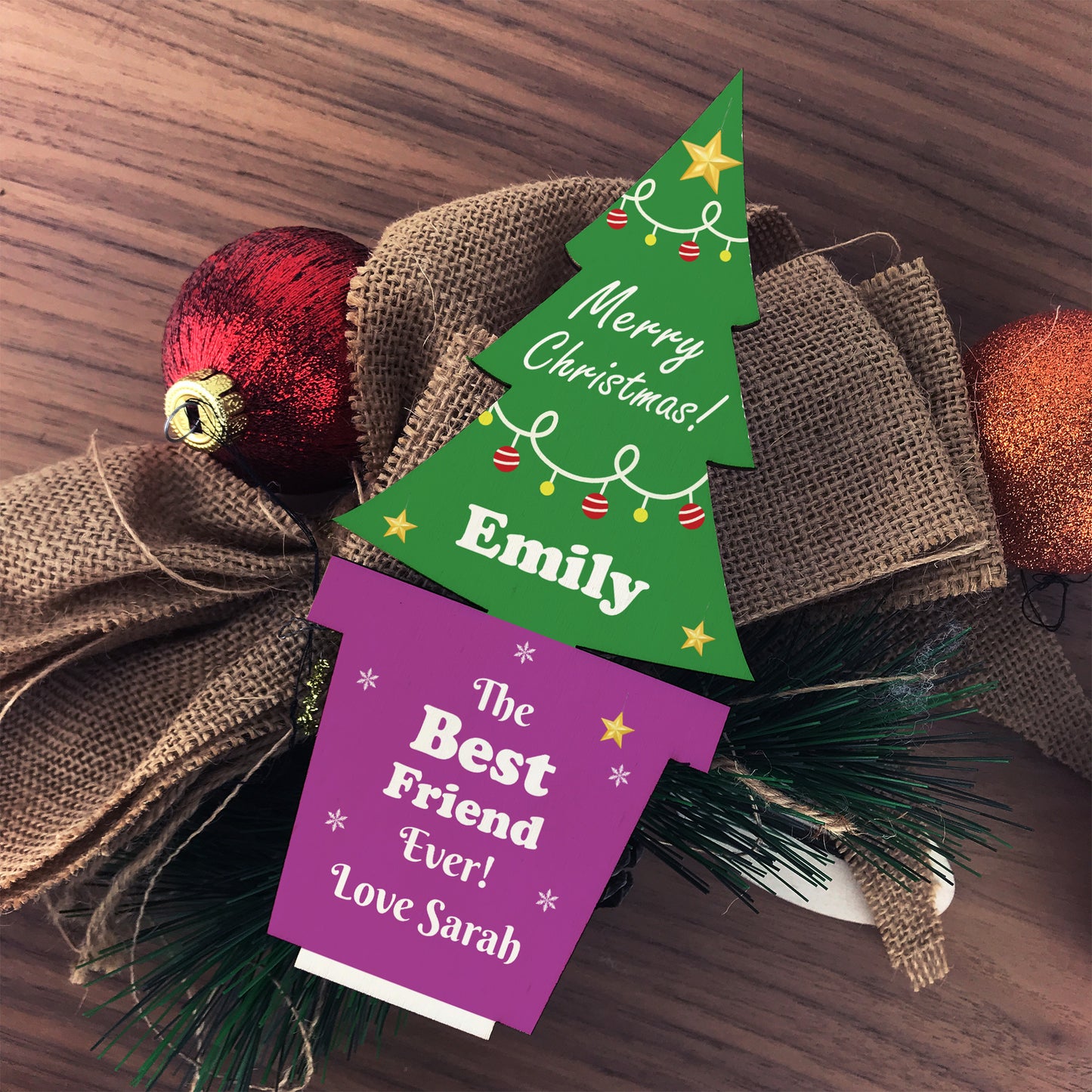 Christmas Gift For Best Friend Wood Christmas Tree Personalised