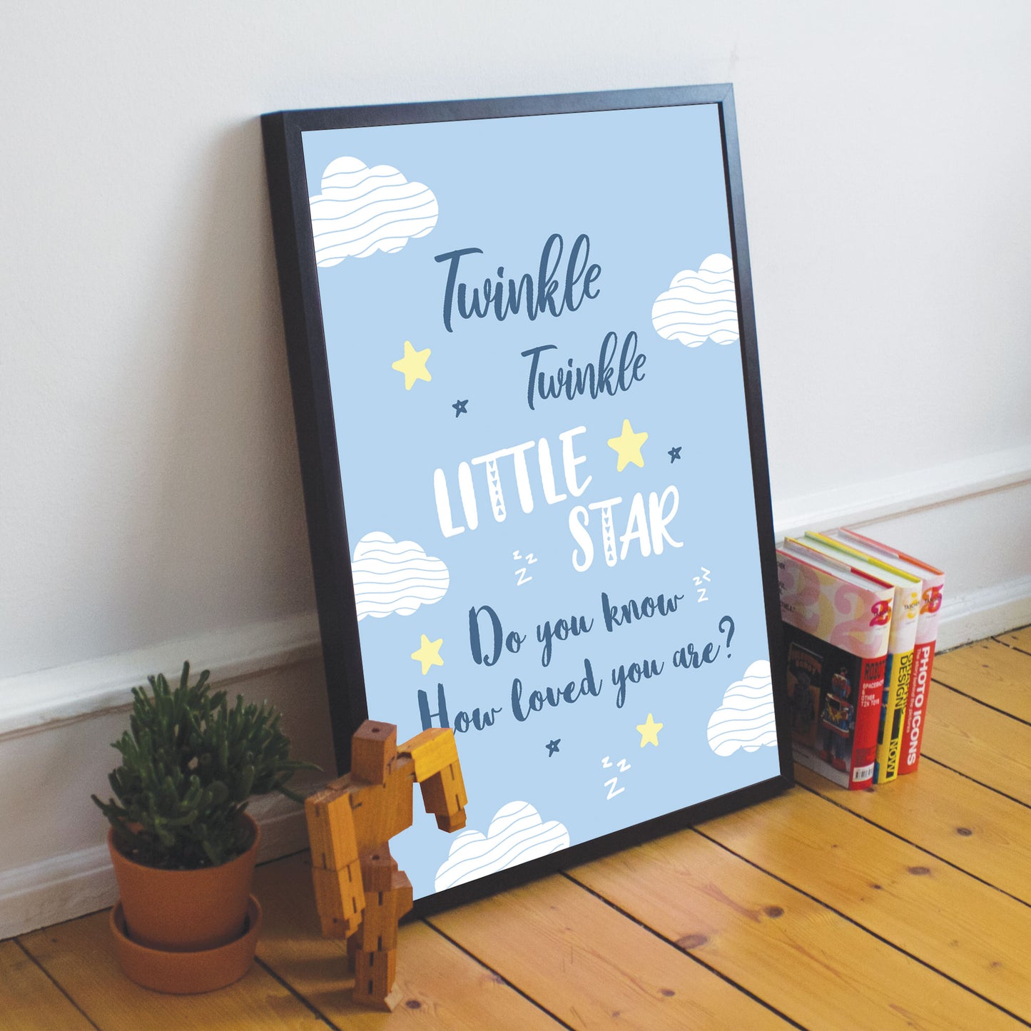 Blue Framed Nursery Prints / Nursery Wall Art For Baby Boy