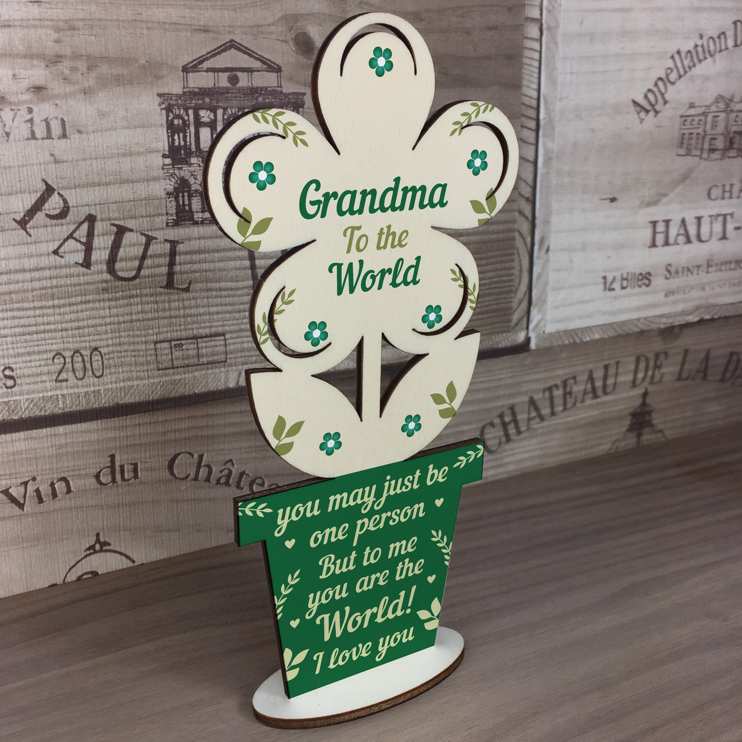 Grandma Birthday Gift From Grandchildren Wood Flower Mothers Day