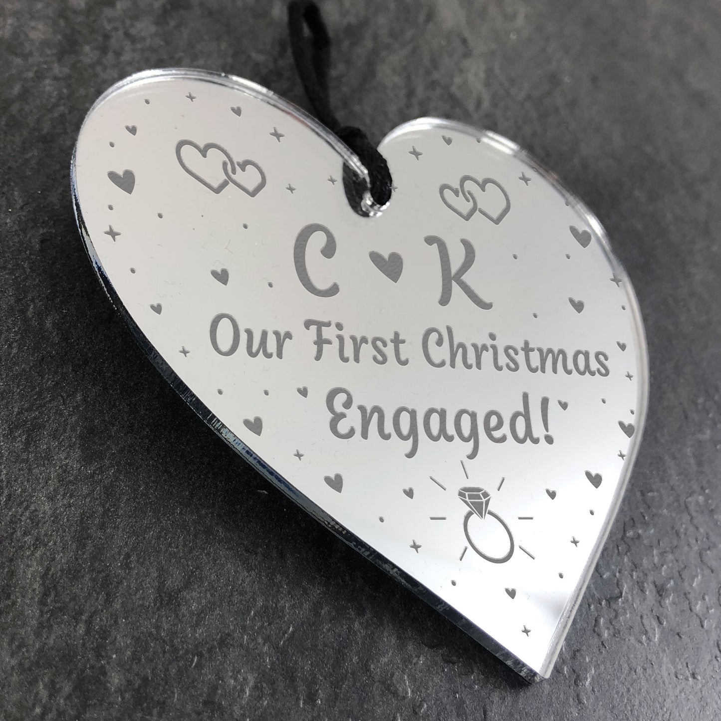Handmade First Christmas Engaged Gift Heart Christmas Tree Decor