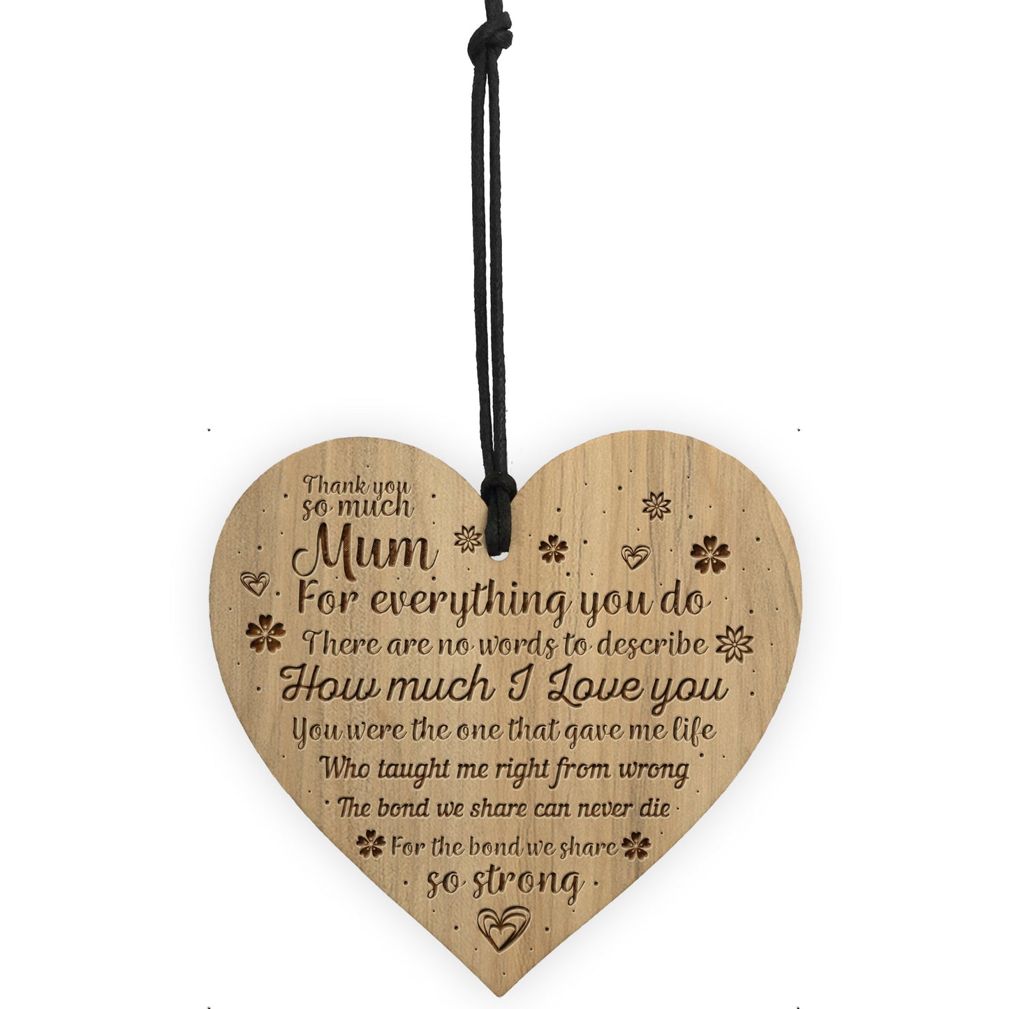 THANK YOU Mum Gift For Birthday Christmas Engraved Heart