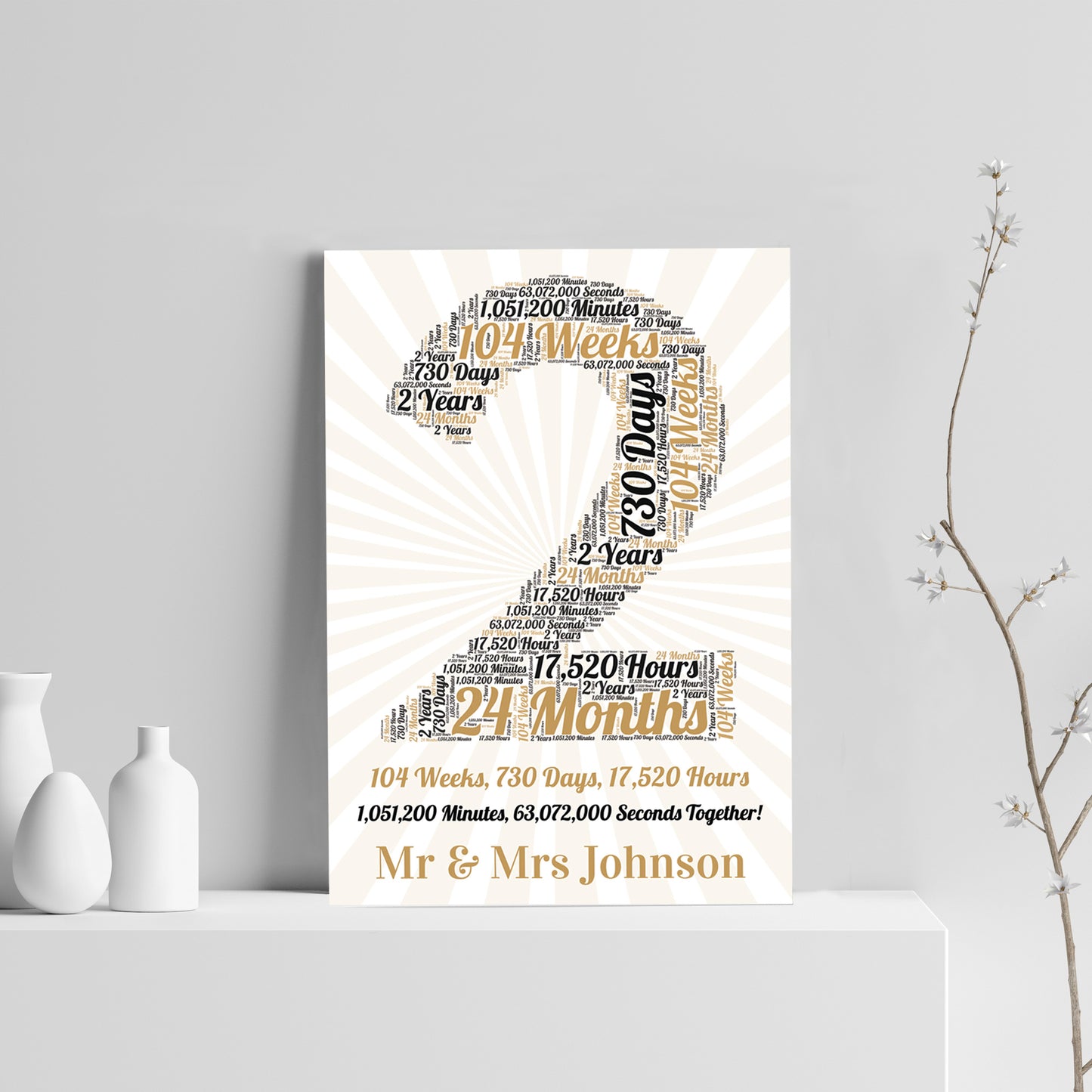 2nd Anniversary Gift For Him Print 2nd Anniversary Gift For Her