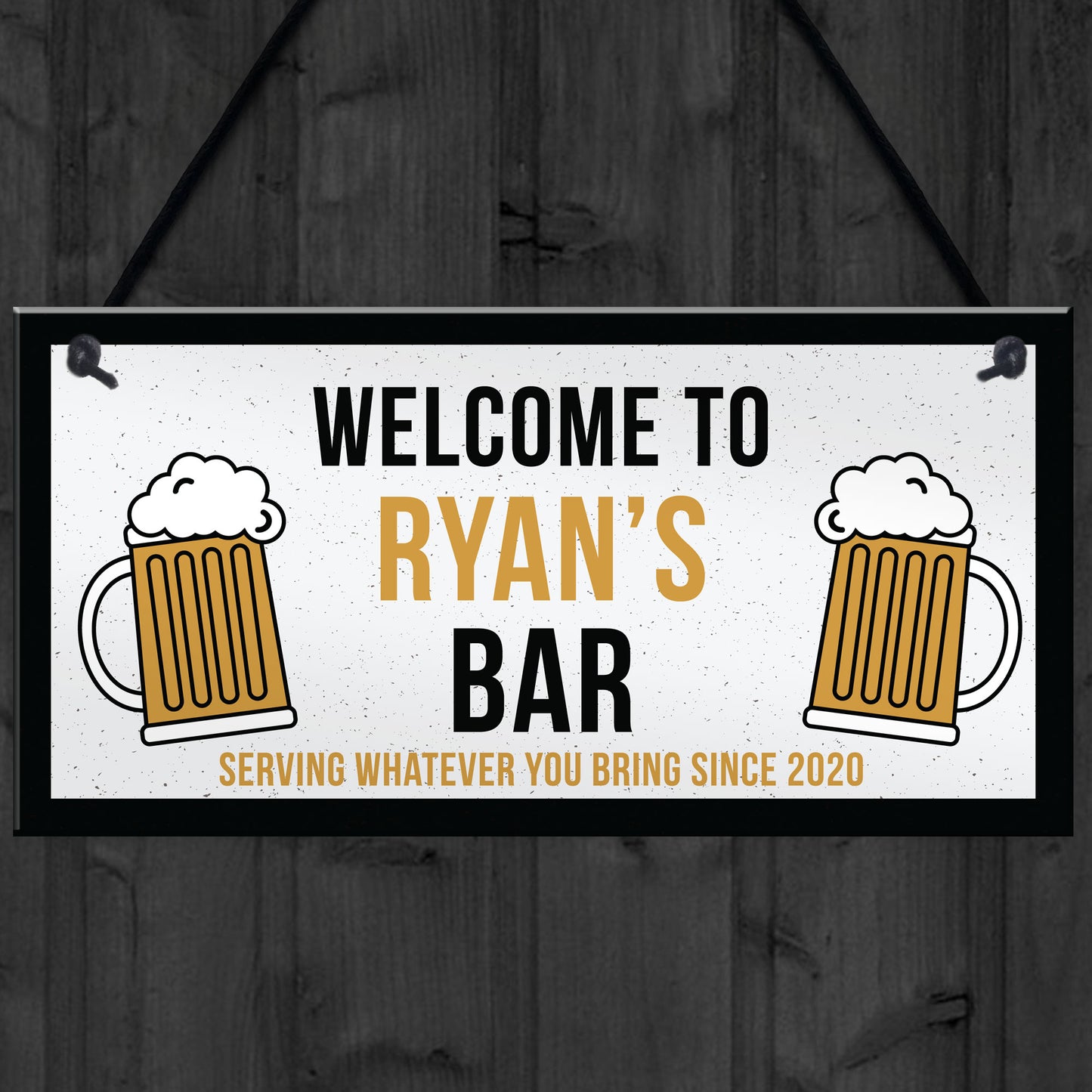 Novelty Hanging Bar Sign For Home Bar Man Cave PERSONALISED