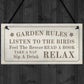 Hanging Garden Rules Sign For Garden Shed Wall Sign Home Decor