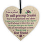Christmas Gift For Cousin Pack of 4 Wooden Hanging Hearts Cousin