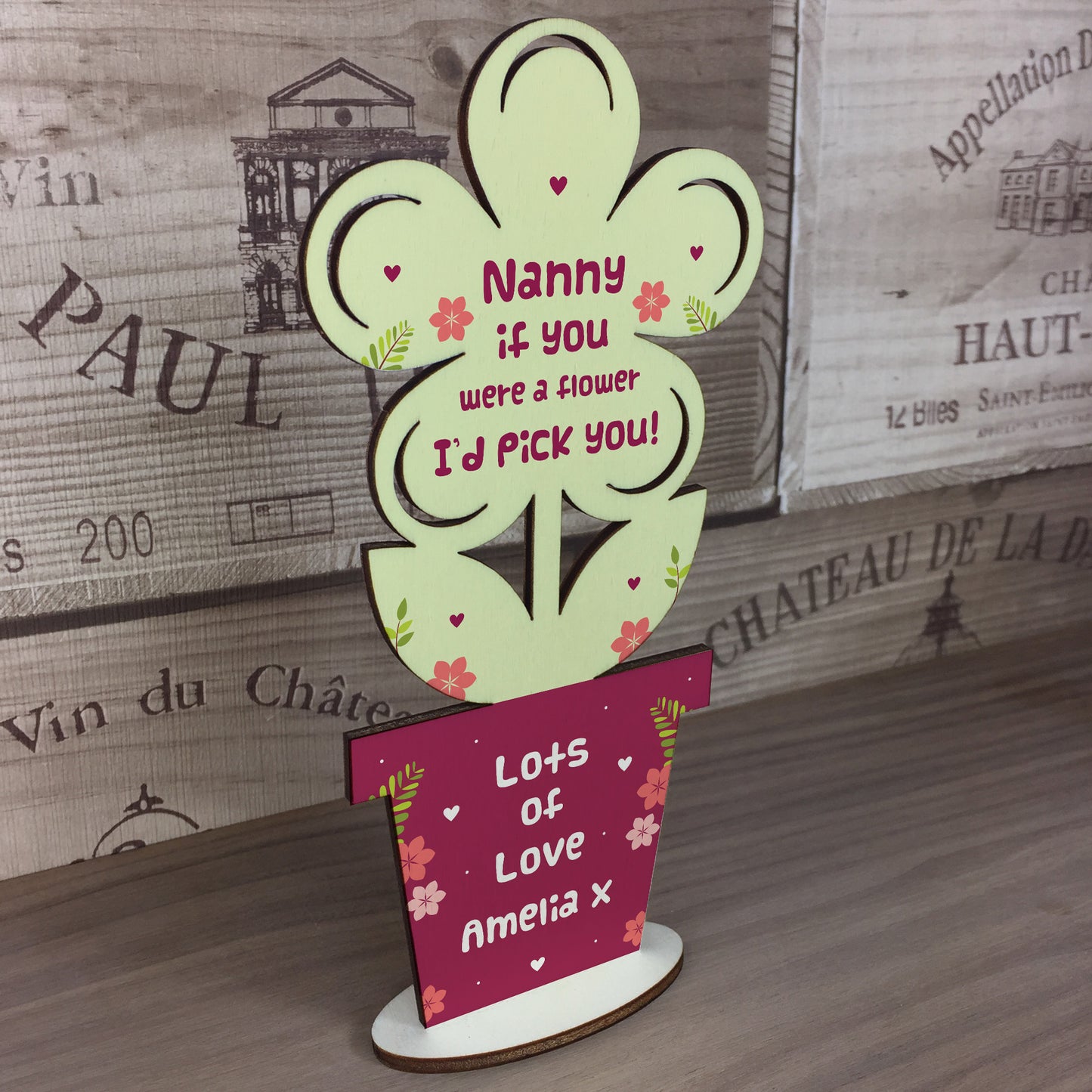 Personalised Nanny Gift Novelty Wooden Flower Birthday Gifts