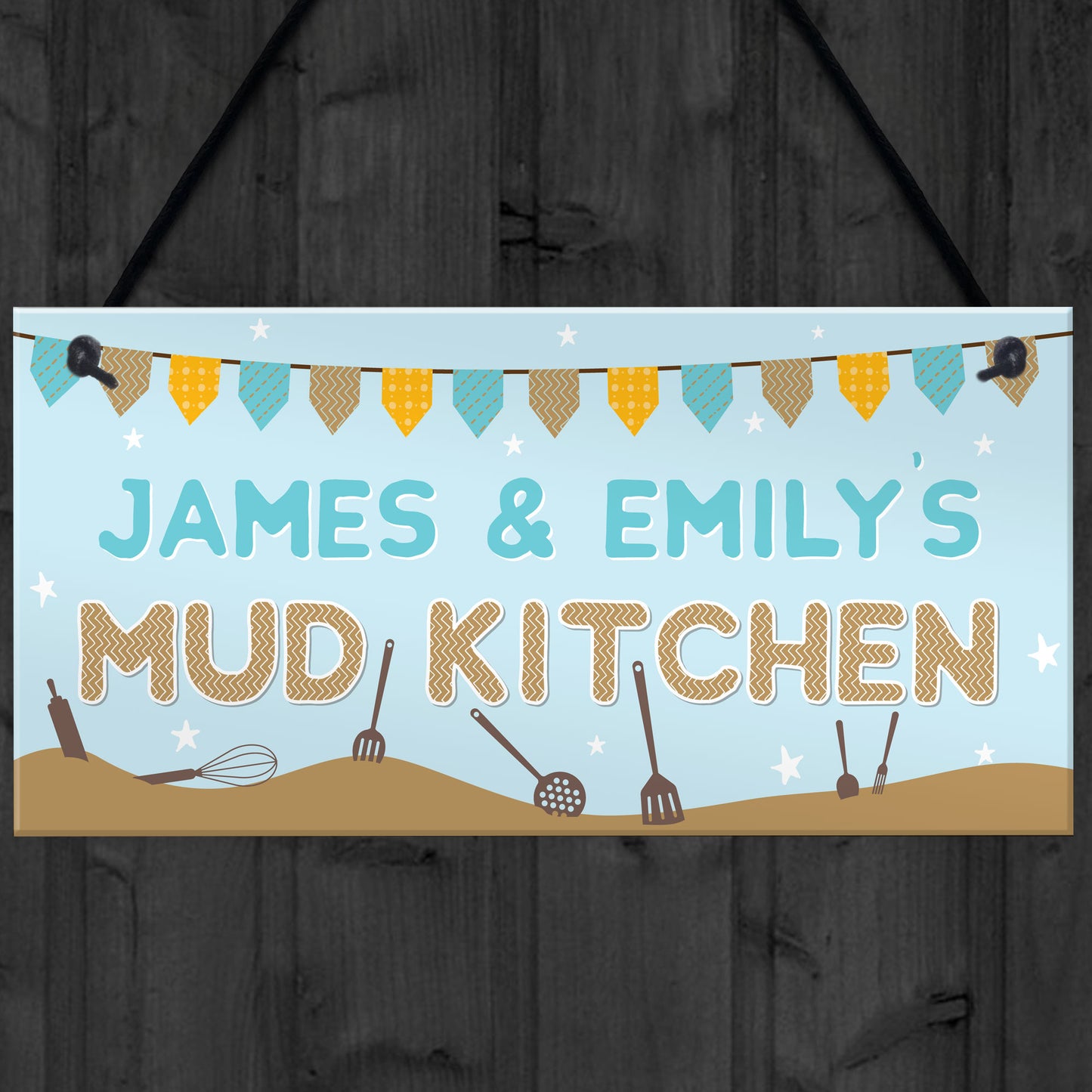 Personalised Mud Kitchen Sign Garden Outdoor Hanging Plaque