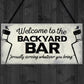 Backyard Bar Garden Plaque Alcohol Man Cave Vintage Beer Gin