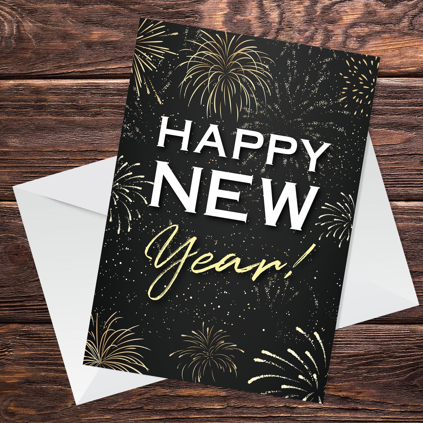 New Year Greeting Card With White Envelope Happy New Year Card