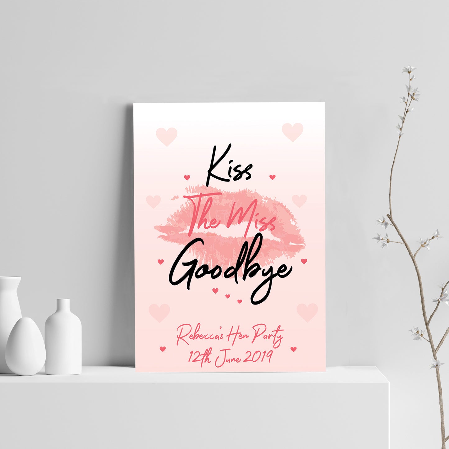 Personalised Kiss The Miss Goodbye Print Hen Party Accessories