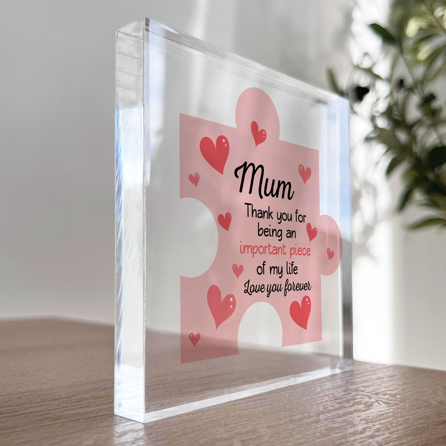 Acrylic Block Puzzle Piece For Mum Mummy Love Hearts Cute