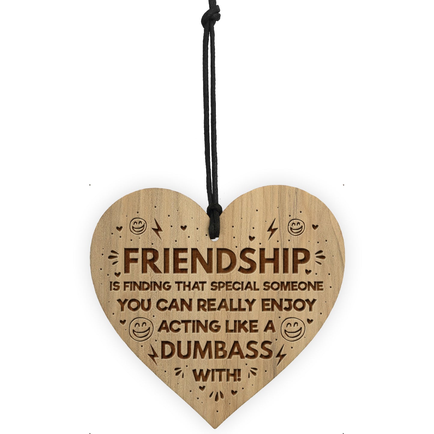 Funny FRIENDSHIP SIGN Hanging Wood Heart Birthday Christmas