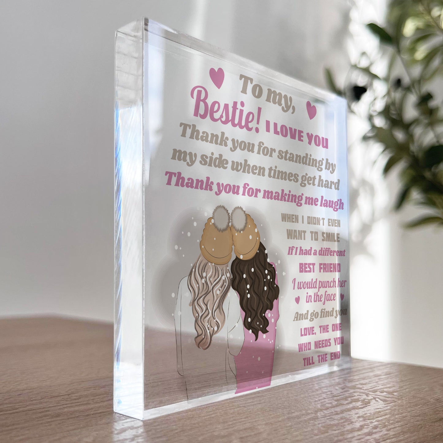 BESTIE GIFT Thank You Gift For Her Acrylic Block Friendship Sign