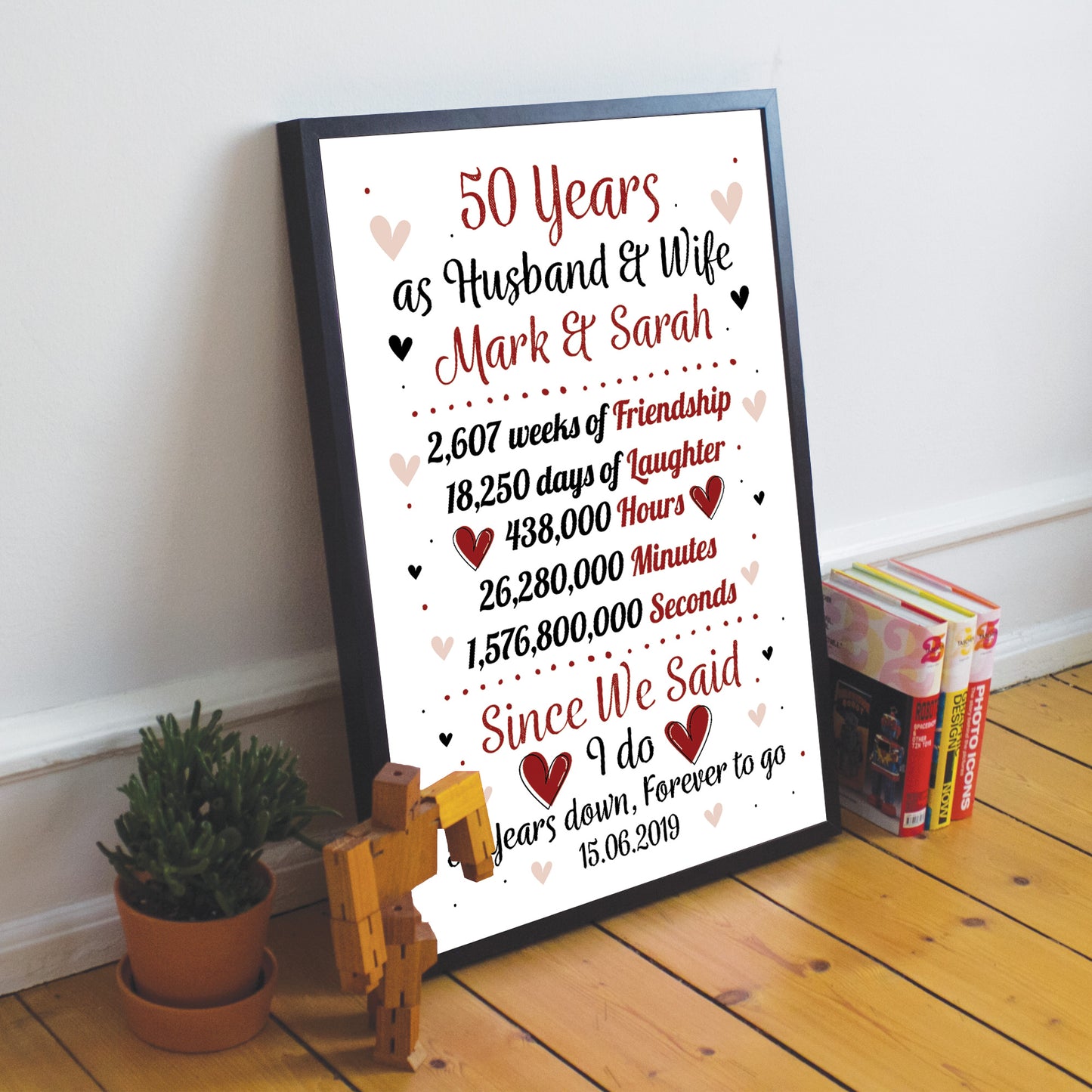 Personalised 50th Wedding Gift Framed Print 50th Anniversary