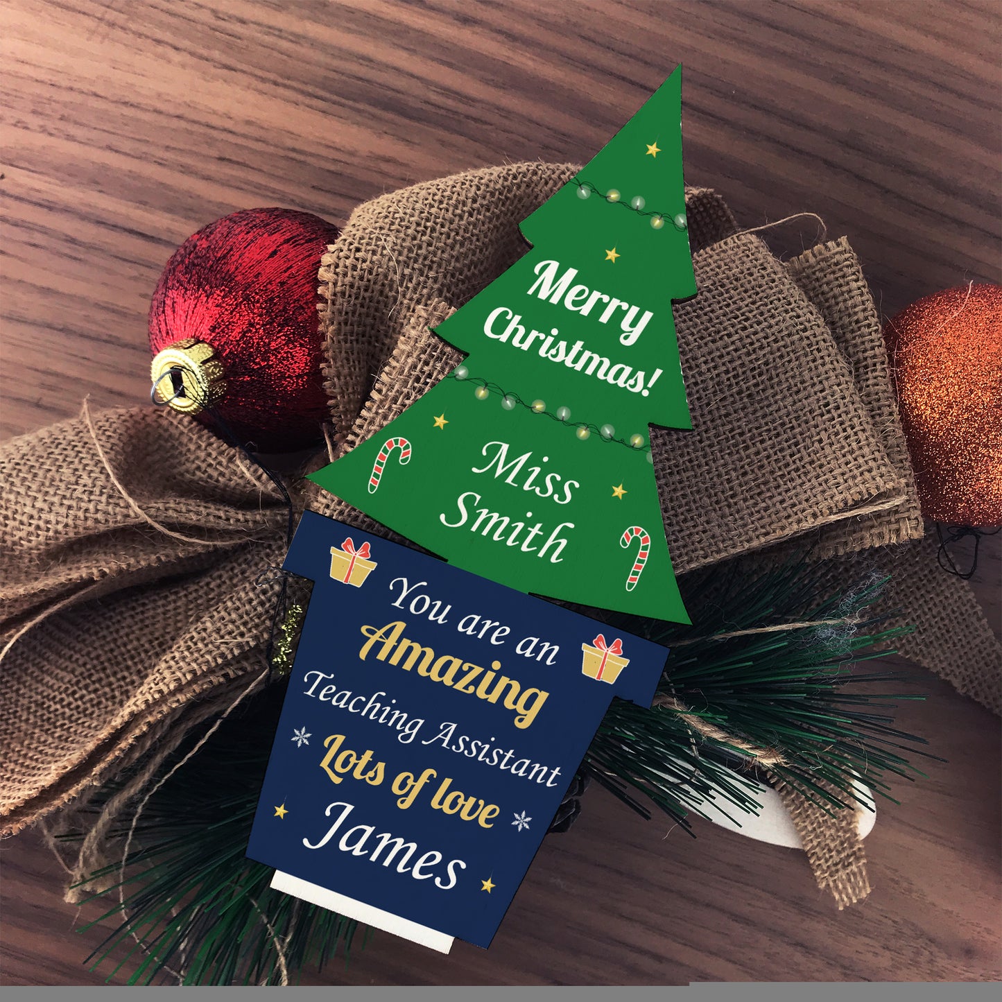 Christmas Gift For Teaching Assistant Wooden Tree Personalised